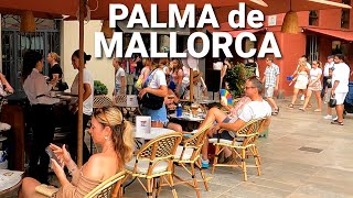 🇪🇦Summer vibe in PALMA de MALLORCA Spain  4K Tourist area tour in july 23 [upl. by Irtimd]