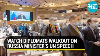 Russia embarrassed at UN Over 100 diplomats walkout in protest during Ministers speech [upl. by Assyn]