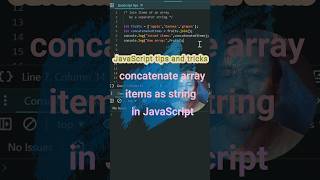 Join array items and return as a string using arrayjoin in JavaScript shorts jsbyjs coding [upl. by Eylloh]