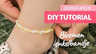 Bloemen enkelbandje met kralen  DIY sieraden maken ★ Dreambeads Online [upl. by Aivital]