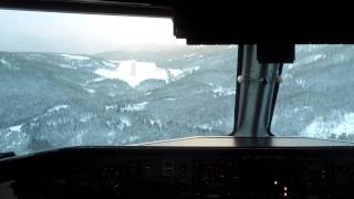 Dash 8 landing in Sogndal Norway  cockpit view [upl. by Sirehc]