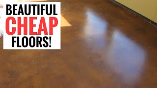 Amazingly cheap and stunningly beautiful floors  Easy DIY Stained Concrete [upl. by Einnus]