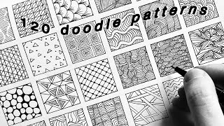 120 Easy Doodle Patterns  Zentangle Art  Doodling [upl. by Alyose]