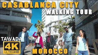 CASABLANCA city walking tour  Morocco 4K UHD [upl. by Janie660]