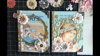 How I Embellish Two Vintage Little Golden Book Front Covers  Working On Two LGB Junk Journals [upl. by Larok]