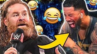 FUNNIEST WWE Wrestlers Breaking Character Laughing LIVE [upl. by Arahsit244]