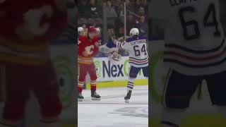 Parker Bell vs Connor Clattenburg Fight FULL CLIP  Oilers vs Flames  2024 NHL Highlights shorts [upl. by Adniram598]