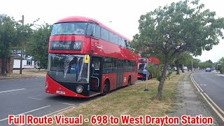 Full Route Visual  London Bus Route 698  Douay Martyrs School to West Drayton  VHR45205 LJ66EZP [upl. by Nyrual]