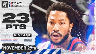 VINTAGE Derrick Rose 23 Pts Full Highlights  Hornets vs Pistons  November 29 2019 [upl. by Jennilee]