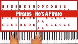 He’s A Pirate Piano How to play Pirates He’s A Pirate Piano Tutorial [upl. by Llertrac57]