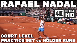 Rafael Nadal vs Holger Rune  Court Level FULL Practice Set 2024 Roland Garros [upl. by Musette647]