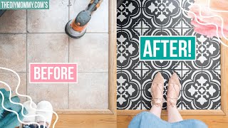 How to Paint Floor Tiles with a Stencil  The DIY Mommy [upl. by Arbe]