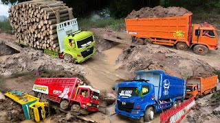 Mobil truk balak  rc truk Hino loging kayu dari hutan  rc dam truk fuso Hino 500 [upl. by Zeiler]