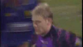 Peter Schmeichel Goalkeeper scores overhead kick in last minute [upl. by Esinyl]