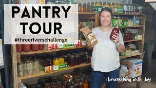 Pantry CHALLENGE  pantry TOUR threeriverschallenge [upl. by Ivgnout]