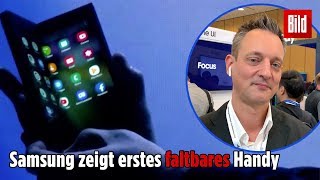 Erstes FALTBARES Smartphone Samsung zeigt Handy der Zukunft [upl. by Atsyrc]