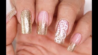 Clase 20 Efecto Chromo Glitter ♥ Deko Uñas  Nail art gold [upl. by Aliakam]