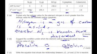 Entropy Enthalpy and Gibbs free energy chemistry A level past paper [upl. by Sordnaxela345]