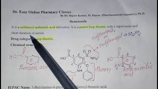 Bumetanidediuretic chemistry structure iupac stability storage formulation brand namenomenc [upl. by Jeanie351]