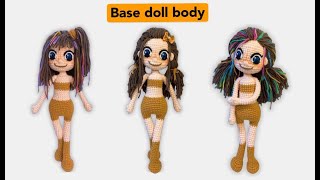 Easy Crochet For Beginner P12 How To Crochet A Base Body Doll  Amigurumi Tutorial Free Pattern [upl. by Acnalb275]