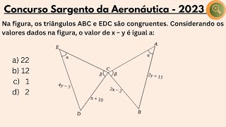 CONCURSO MILITAR Congruência de triângulos Equação de 1°grau Geometria plana [upl. by Ayotal147]