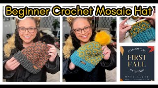 Autumn Breezes Crochet Mosaic Hat  Video Tutorial and Free Pattern  First Fall Weekends MakeAlong [upl. by Rutherford]