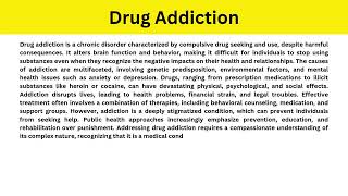 Short Paragraph on Drug Addiction [upl. by Einner]