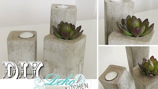 DIY Stylische DekoKerzenleuchter aus Beton einfach selber machen  Deko Kitchen [upl. by Anikal]