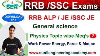 RRB JE 2024 CBT 1 RRB AlpRRB NTPCRRB GROUP DSSC JEGeneral Science Physics Mcqs2 In English [upl. by Lita]