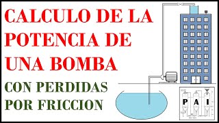 POTENCIA DE UNA BOMBA HIDRÁULICA CON PERDIDAS POR FRICCIÓN [upl. by Carli]