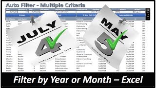 Filter by Year of Month  Auto Filter Multiple Criteria  Excel VBA 2013 [upl. by Tuddor]