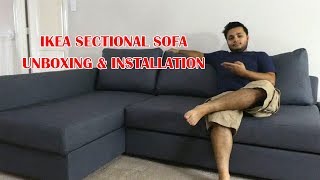 UnBoxing amp Assembling  IKEA FRIHETEN Skiftebo dark graySleeper Sectional 3 seat Sofa with storage [upl. by Anytsirhc]