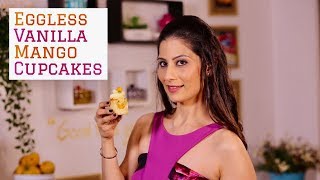 Eggless Vanilla Cupcakes with Mango Filling Recipe I Dancing Chef with Wonderboom Wireless Sound [upl. by Nylirehs]