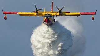 SEVEN Canadair CL415 water bombers Firefighting in lAquila Italy  Italian Vigili del Fuoco [upl. by Nesilla149]