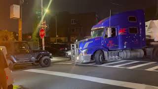 Winching a Loaded Trailer from the streets of NYC towtruck heavydutytowing nyc [upl. by Anyr]