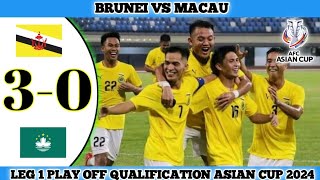 BRUNEI 3 VS 0 MACAU  Leg 1 Qualification Asian Cup 2024 [upl. by Anauj]