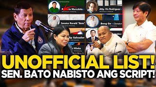 UNOFFICIAL LIST SEN BATO BISTADO ANG PLANO NG MALACANANG LIZA TAMBA AT MARCOS JR PAHIYA [upl. by Nnylirak]