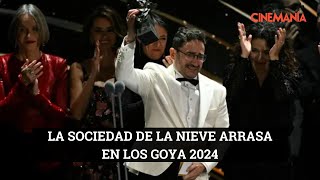 GOYA 2024  MEJOR DIRECTOR y MEJOR PELÍCULA LA SOCIEDAD DE LA NIEVE arrasa en la gala [upl. by Reyotal332]