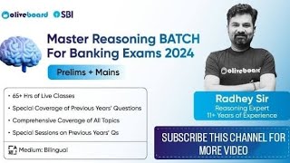 REASONING CLASS  06 PUZZLE MASTER BATCH 2024 [upl. by Cummins]