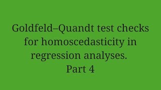 Goldfeld–Quandt test for Hetrosecdasticity Numerical Example part 4  final [upl. by Fein]