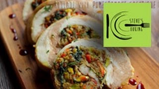 PistachioBacon Turkey Roulade with Pomegranate Gastrique Stevescooking [upl. by Florian]