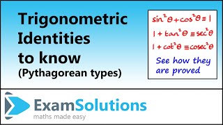 Trigonometric Identities  Pythagorean types  ExamSolutions [upl. by Raven]