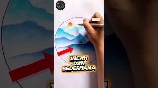 Menggambar Pemandangan Gunung dengan cara sederhana 🤩 shorts shortvideo [upl. by Pegg]