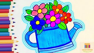 Easy and simple Flower Pot Drawing Flower Vase drawingHow to draw flower potFlower Drawing Lesson [upl. by Ahsiela]