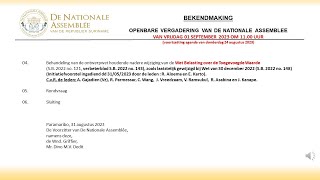 01 SEPTEMBER 2023  OPENBARE VERGADERING VAN DE NATIONALE ASSEMBLEE [upl. by Onairda]