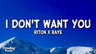 Riton x RAYE  I Dont Want You Lyrics [upl. by Reinhart]