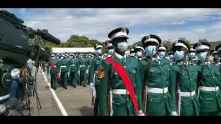 Officiating at ZNS officer cadets commissioning parade at the ZNS Kafue Military Training School [upl. by Ycart]