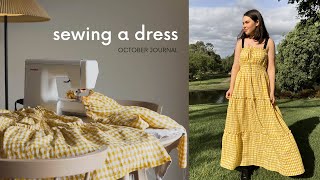 Sewing a linen gingham dress  Relaxing Vlog 재봉틀 [upl. by Girish]