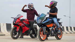 2024 KTM Rc200 Vs R15M Race  Comparison [upl. by Nuahs]