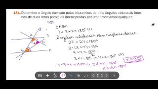 181Determine o ângulo formado pelas bissetrizes de dois ângulos colaterais internos de duas retas [upl. by Denoting]